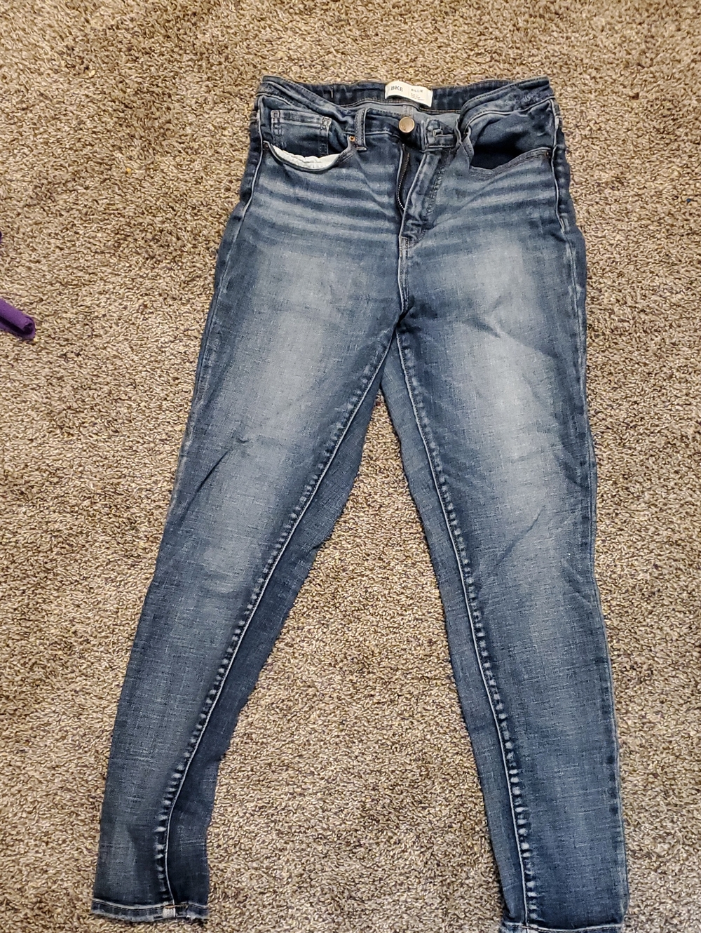 BKE Distressed Back Pocket Jeans - Light Blue Wash